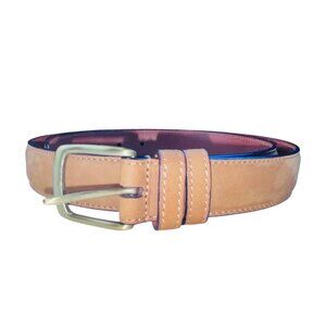 Coach Mens 38" Golden Tan Leather Belt With Brass Buckle
